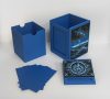 Blue Commander deck box with separate components, removable inner card holder and lid