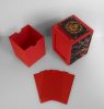 Red Commander deck box components showing the separate lid and card holder parts.