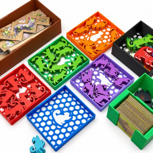 The Isle of Cats organizer with colorful 3D printed trays